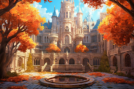秋天的城堡秋色图片