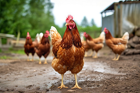 养殖场的鸡传统散养家禽图片