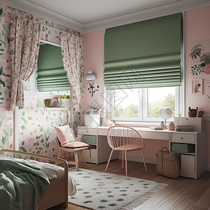 粉色女孩卧室装修场景背景图片