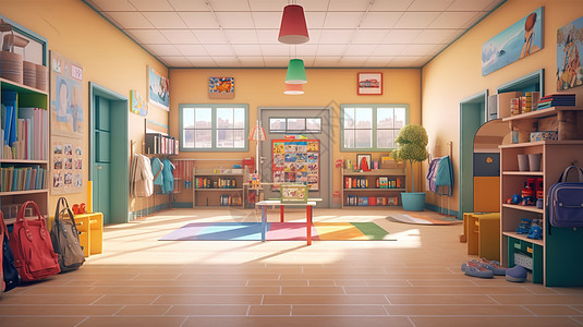 整洁的幼儿园教室场景图片
