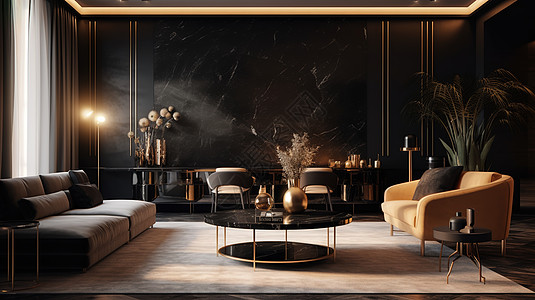 新中式沙发低调奢华新中式整洁大气的客厅插画