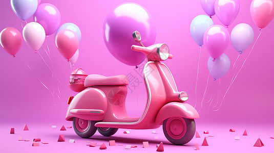 可爱的粉色立体电动车图片