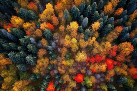俯视秋天的森林图片