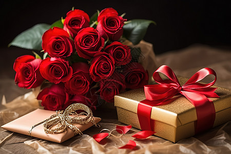 520情人节红色玫瑰花朵礼物图片