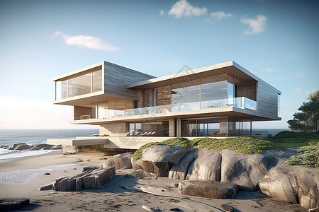 海边简约的别墅建筑设计图片