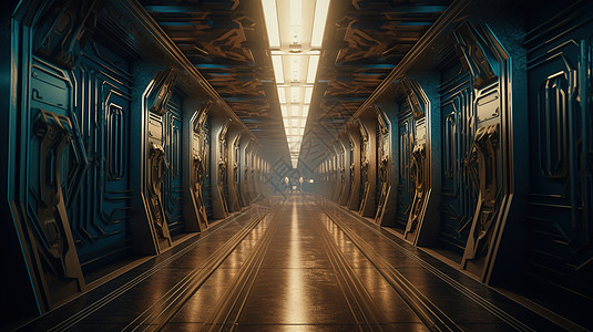 未来星际空间站通道走廊图片