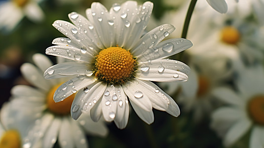 雨特写雏菊特写插画