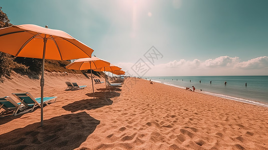 沙滩海边遮阳伞图片