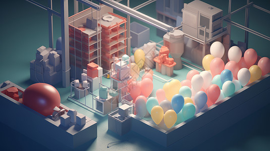 气球工厂3D立体图片
