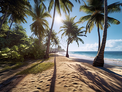 海边椰子树林图片