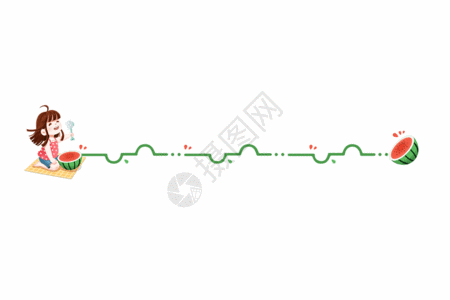 水果电商夏天吃西瓜吹风扇测女孩可爱GIF高清图片