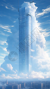 蓝天白云的高层建筑图片