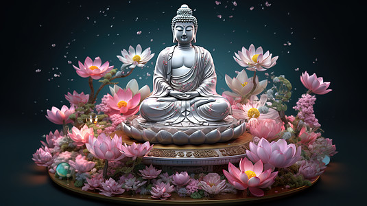 莲花台上的佛祖背景图片