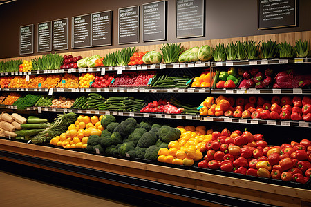 果蔬图片商场超市生鲜区货架陈列插画