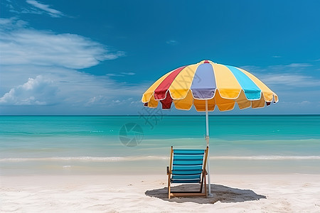 海边的太阳伞躺椅海边度假背景图片