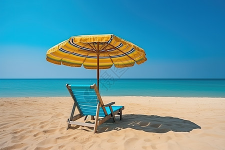 海边的太阳伞躺椅度假背景图片