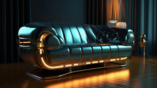 家具实拍华丽时尚反光的沙发插画
