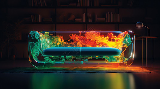科幻霓虹光充气双人沙发图片