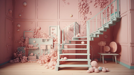 立体客厅楼梯模型图片