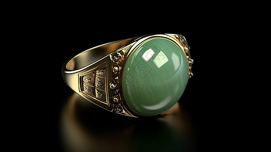 一个高级翡翠青玉圆形金戒指背景图片