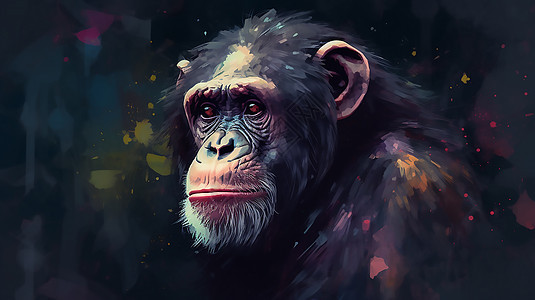 彩绘黑猩猩图片