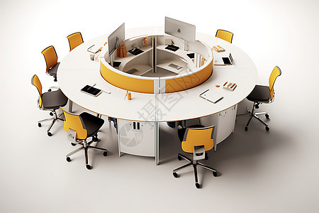 现代创新环境的圆形办公桌图片