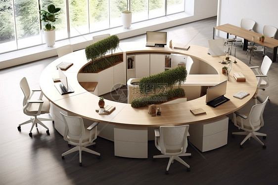 现代创新环境的工作圆形办公桌图片