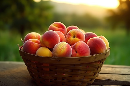 农场的一篮桃子图片