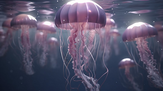 浮出水面的水母生物背景图片