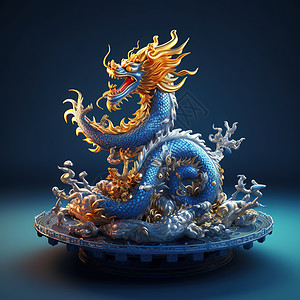 中国龙超精细图案的3D图片