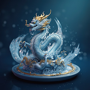 中国龙超精细图案的3D小模型背景图片