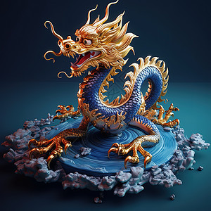 中国龙超精细图案的立体模型背景图片
