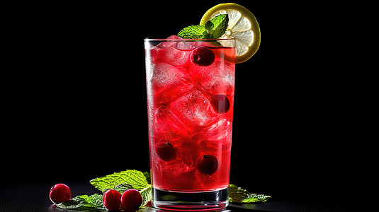 加满冰块的蔓越莓果汁图片
