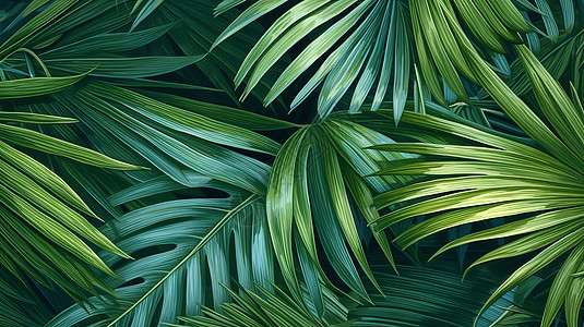 热带植物椰子叶平铺背景图片