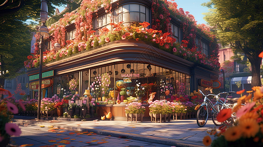 街角的花店背景图片