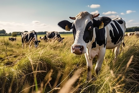美丽乡村草地的奶牛图片
