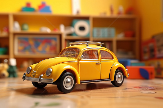 儿童玩具房的黄色小汽车图片