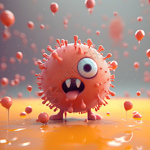 3D可爱的小病毒卡通细菌背景图片