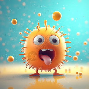 3D可爱的小病毒卡通细菌背景图片