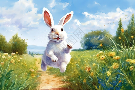 奔跑的小兔子背景图片