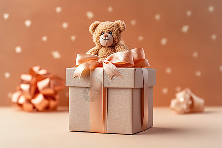 包装精美的礼盒小熊儿童礼物背景图片