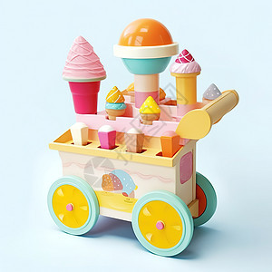 可爱的儿童玩具冰激凌雪糕车背景图片