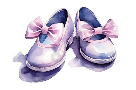 女孩鞋水彩画图片
