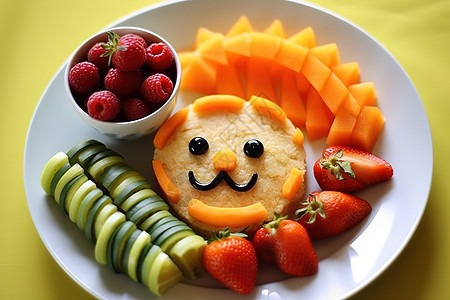 儿童健康食品可爱水果拼盘图片