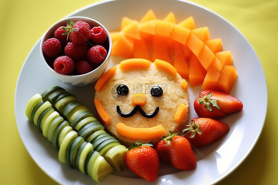 儿童健康食品可爱水果拼盘图片