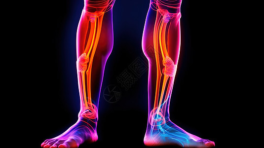 双脚和膝盖的运动损伤透视概念图图片