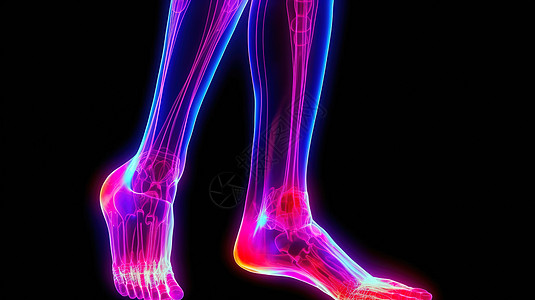 双脚和膝盖的运动损伤透视概念图背景图片