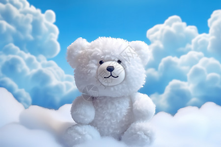蓝天白云柔软可爱的熊图片
