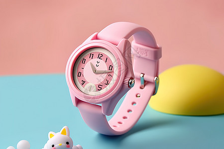 粉色儿童手表六一礼物背景图片