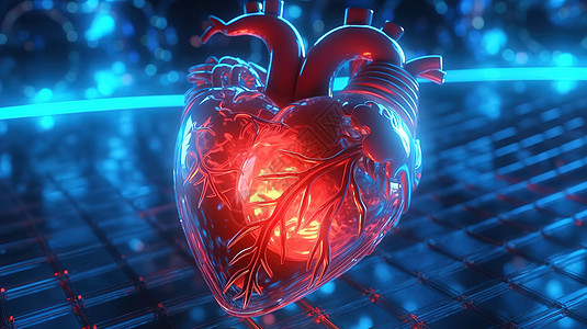 发光的心脏医疗科技概念图图片
